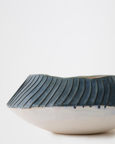 Etched Blue Rimed Planter