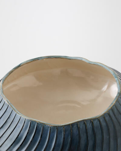 Etched Blue Rimed Planter