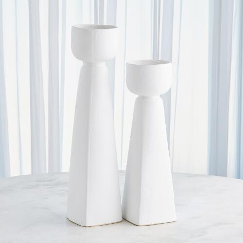 Cupped Vase-White