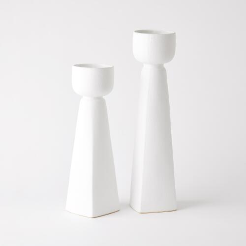 Cupped Vase-White