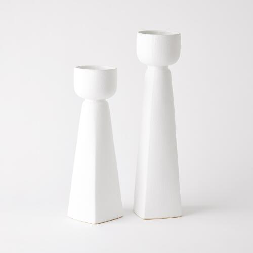 Cupped Vase-White