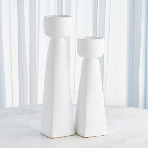 Cupped Vase-White