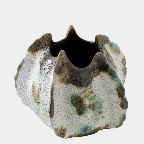 Ceramic Pinched Vase-Green