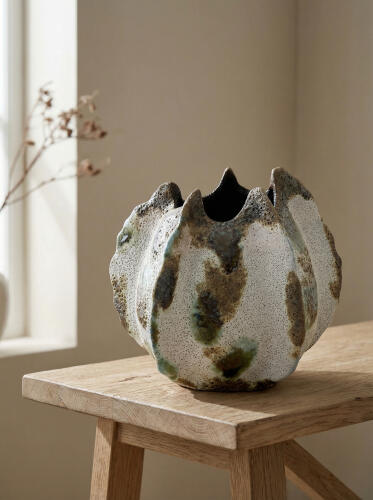 Ceramic Pinched Vase-Green