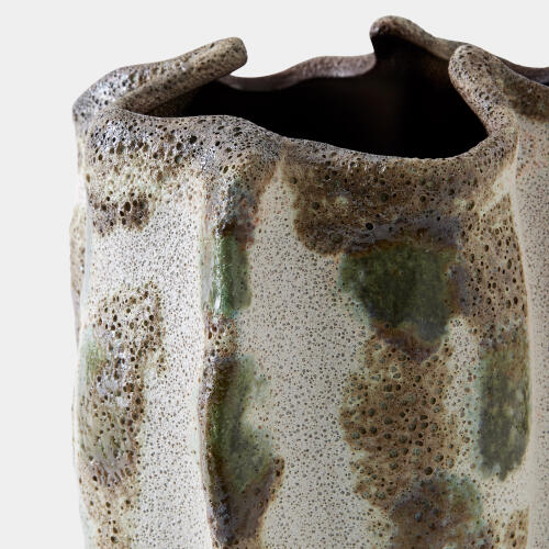 Ceramic Pinched Vase-Green