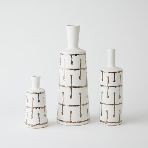 Golden Stripe White Vase