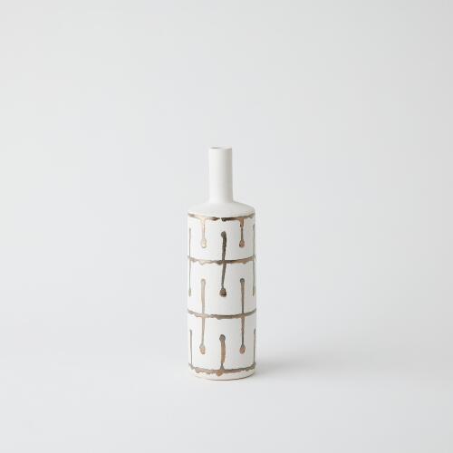 Golden Stripe White Vase