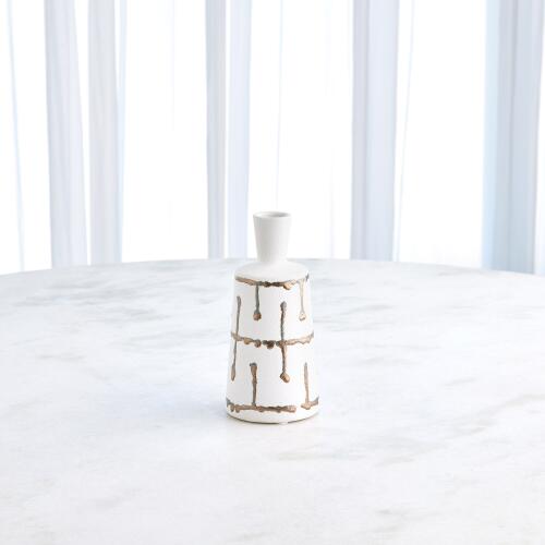 Golden Stripe White Vase