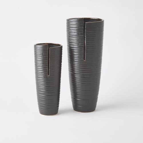 Split Vase-Metallic Black