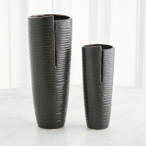 Split Vase-Metallic Black