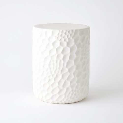chiseled garden stool-white