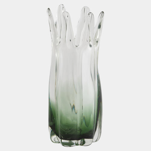 Rebound Six Point Glass Vase-Green Gray