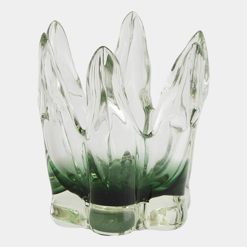 Rebound Six Point Glass Vase-Green Gray
