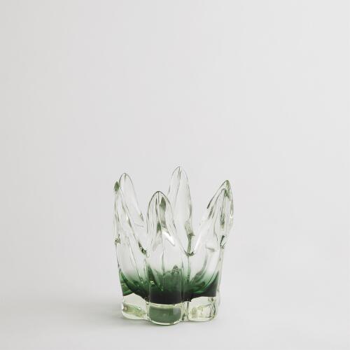 Six Point Glass Vase-Green Grey