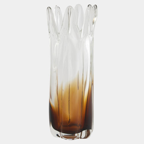 Rebound Six Point Glass Vase-Amber