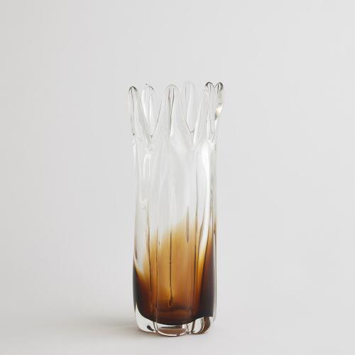 Six Point Glass Vase-Amber