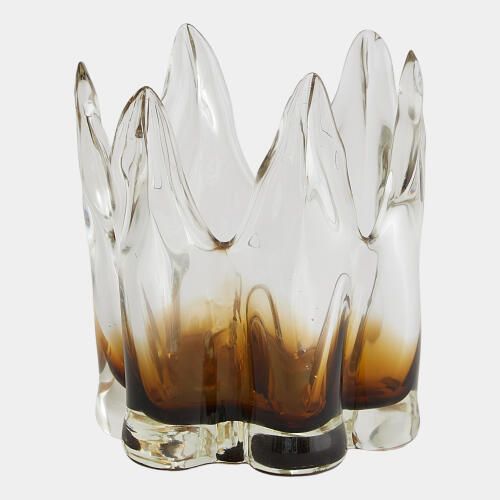 Rebound Six Point Glass Vase-Amber