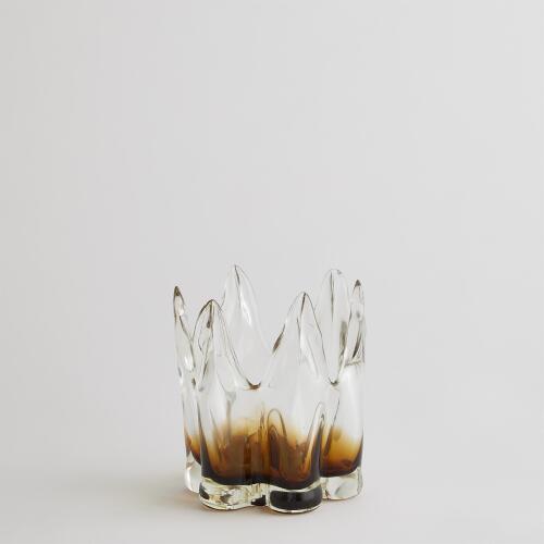 Six Point Glass Vase-Amber