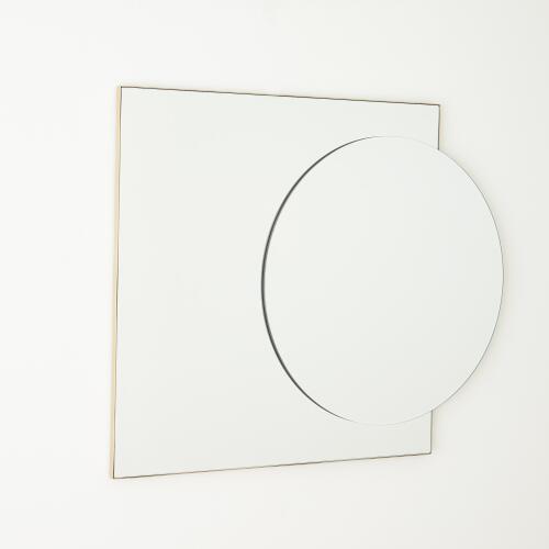 Mila Square/Circle Mirror-Brushed Brass