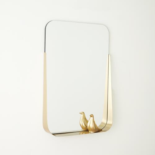 Mirror w/Shelf-Brass
