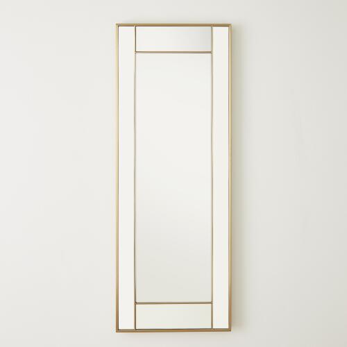 block framed mirror-brass