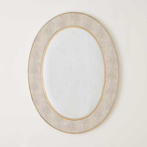 PVC Leather Mirror-Gold/Grey