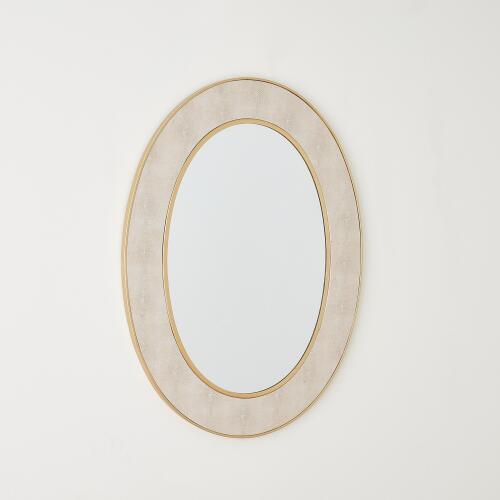 PVC Leather Mirror-Gold/Grey