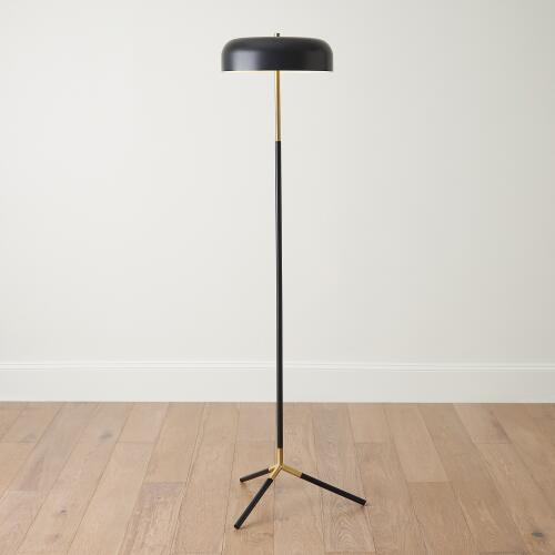 Dome Floor Lamp-Black/Brass