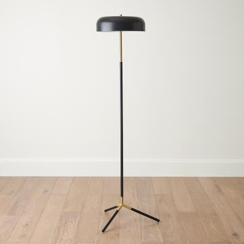 Dome Floor Lamp-Black/Brass