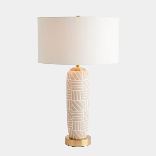 Square and Lines Table Lamp-Beige