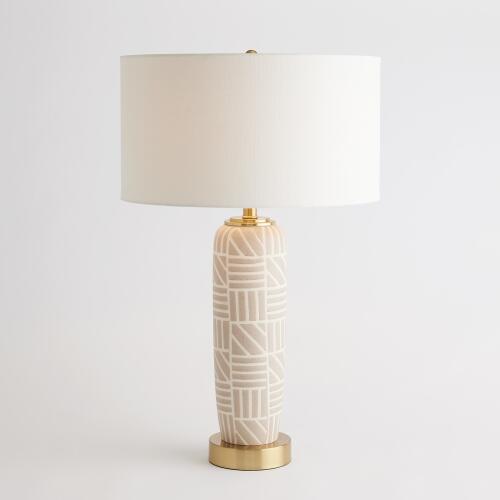 Square & Lines Table Lamp-Beige