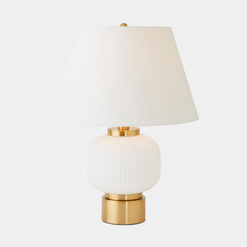 Global Table Lamp-White/Brass