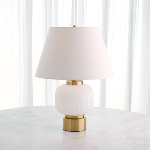 Global Table Lamp-White/Brass