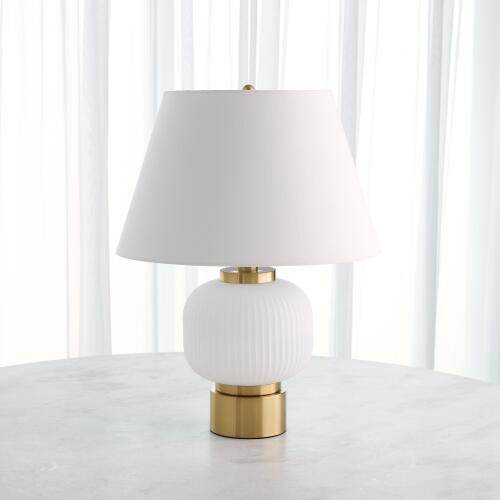 Global Table Lamp-White/Brass