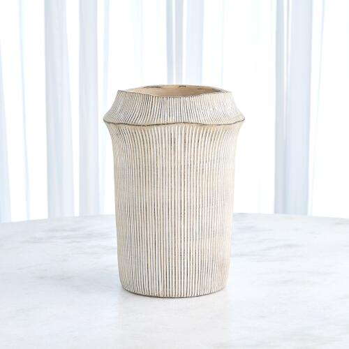 Ribbed Cement Vase