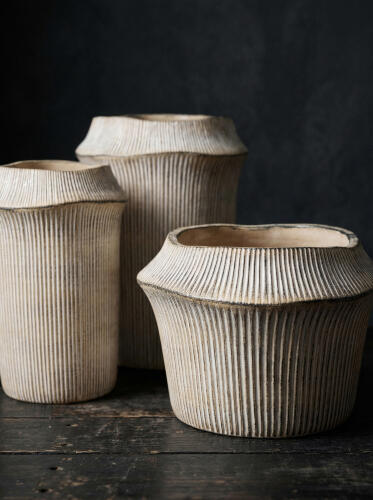 Frollo Ribbed Cement Vase