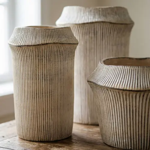 Frollo Ribbed Cement Vase
