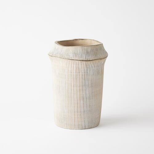 Ribbed Cement Vase