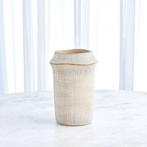 Ribbed Cement Vase