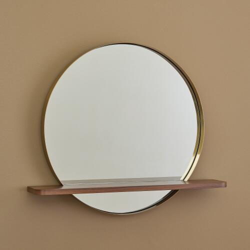Wood Mirror w/Shelf