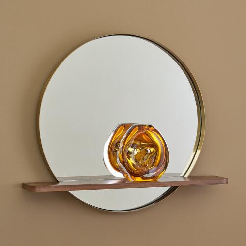 Wood Mirror w/Shelf