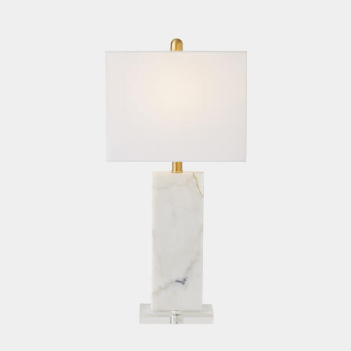 Stalwart Marble/Crystal Table Lamp-White