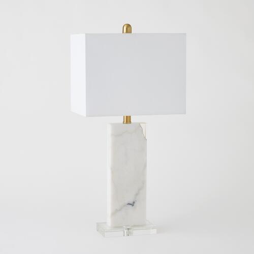 Marble/Crystal Table Lamp-White