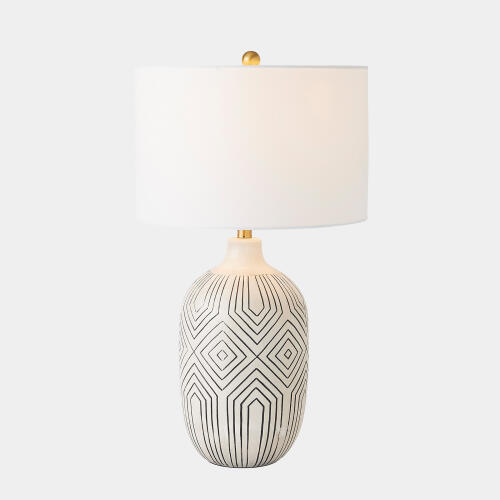 Labyrinth Table Lamp-Antique Cream/Black