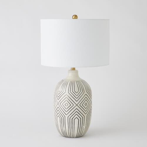 Labyrinth Table Lamp-Antique Cream/Black