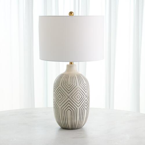 Labyrinth Table Lamp-Antique Cream/Black