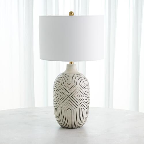 Labyrinth Table Lamp-Antique Cream/Black
