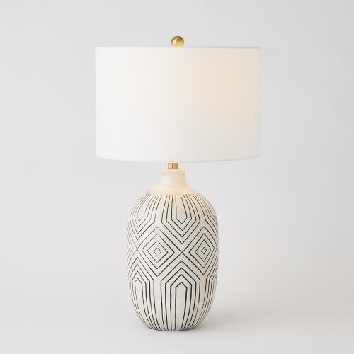 Labyrinth Table Lamp-Antique Cream/Black