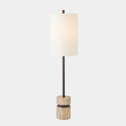 Benson Faux Travertine Buffet Lamp-Bronze