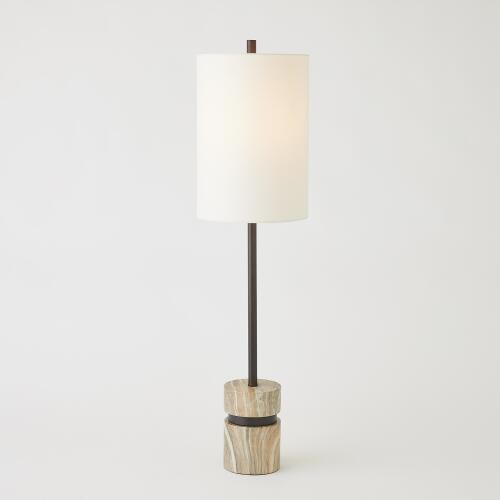 Faux Travertine Buffet Lamp-Bronze